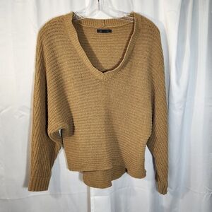 American Eagle Outfitters Size Large Camel V-Neck Sweater